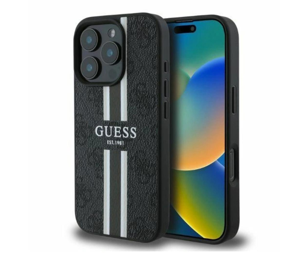 Guess 4G Printed Stripes do iPhone 16 Pro Max czarny - 1278301 - zdjęcie